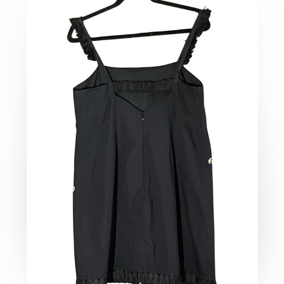 ANTHROPOLOGIE SARIAH BLACK & GOLD PALM FRINGE MINI COTTON DRESS GREAT COND (M) - Picture 8 of 9